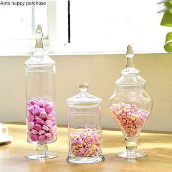 Прозрачен стъклен бонбони буркан за съхранение буркан сватба дисплей декоративни буркани резервоар за съхранение храна организатор съхранение бутилка стъклена бутилка