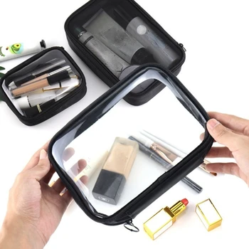 Прозрачна PVC козметична чанта за жени водоустойчива ясна грим чанти красота случай грим организатор съхранение баня тоалетна измиване чанта