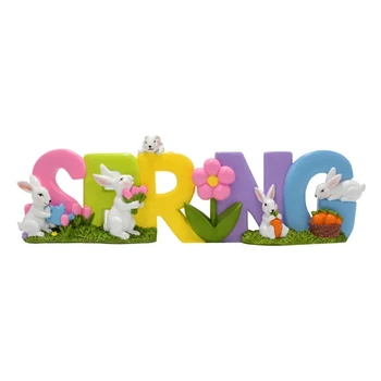 Пролетно писмо статуя мини заек цвете смола статуя устойчив на атмосферни влияния Великденски декор