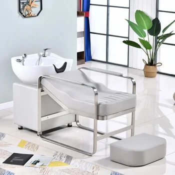 Професионален фризьорски шампоан стол луксозно измиване на косата легло накланящ се стол за измиване на косата фризьор салон мебели GY50GP