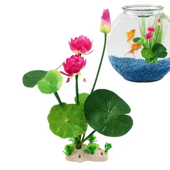 Растения за аквариум резервоар изкуствен лотос цвете озеленяване орнамент подводни аксесоари за аквариумни риби резервоар декор