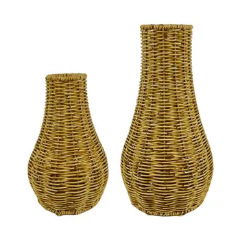 Ретро стил ратан ваза ракита вази декоративни притежател клон саксия растение съхранение