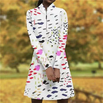 Рокля с дълъг ръкав Нова дамска голф ежедневна есенна минималистична рокля Фитнес удобна рокля Спортна къса пола на открито