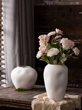 Ръчно изработена бяла саксия за цветя Ваза за декорация на дома Скандинавски модерен минималистичен плот Големи вази Керамична саксия стая декор