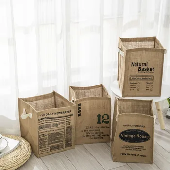Сгъваема памучна ленена кутия за съхранение Кошница за съхранение на мръсни дрехи Кошница за пране Sundries бельо Кошница за сортиране на играчки за хляб