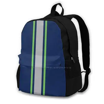 Сив флот & Зелен Вертикална Power Stripe Модни чанти Раници Легион на бум ивица
