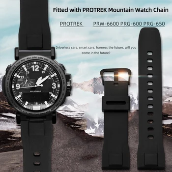 Силиконова каишка за часовник Casio 5497 PRG-600/650Y 5571 PRW-6600Y/YB серия мъжки спортен водоустойчив гумен часовник лента 24mm
