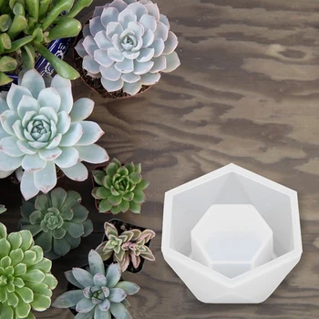 Силиконови растителни форми за саксии Форма изкуства занаят полигонално леене форми Сочни саксия глина мухъл 3 стилове бетон мухъл