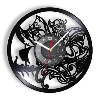 Скандинавски викингски молете се Один Асгард Валхала Средновековен викингски стенен часовник Тор Рагнарок Северни руни Nordland Axe стенен часовник