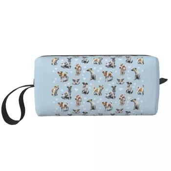 Сладък Джак Ръсел териер кученце любов пътуване тоалетна чанта за жени домашен любимец куче грим козметичен организатор красота съхранение Dopp комплект