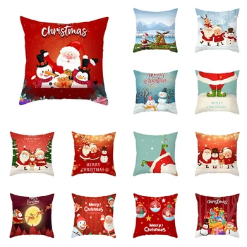Сладък карикатура Дядо Коледа Коледна украса печат модел възглавница покритие Начало хол диван възглавница 