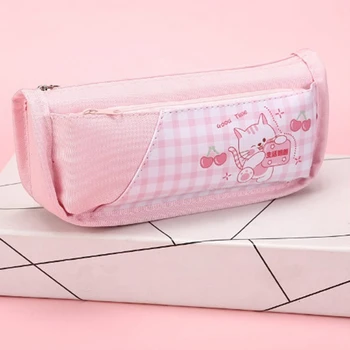 Сладък молив случай капацитет сладък писалка молив случай Kawaii канцеларски торбичка трайни розово