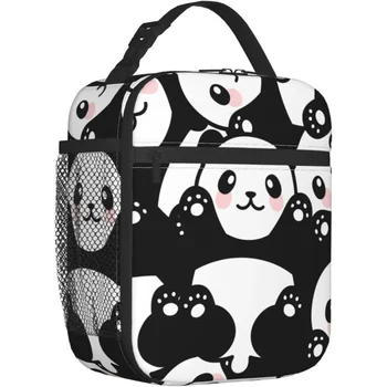 Сладък панда печат обяд кутия за многократна употреба изолирани обяд чанта термичен охладител мъкна за момчета момичета училище мъже жени пикник пътуване туризъм