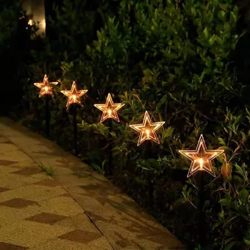 Слънчеви заземяващи щепсели Висококачествени водоустойчиви звезди Снежинка Форми на коледно дърво Енергоспестяващи лампи Градински двор декор