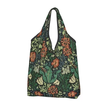 Смешно Уилям Морис Комптън флорални арт нуво пазаруване мъкна преносим текстилен модел хранителни рамо купувач чанта