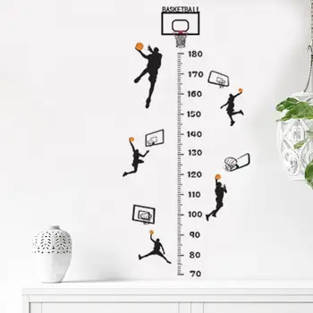 Стена изкуство стикер баскетбол тематични растеж диаграма стикер DIY стена Decal за измерване