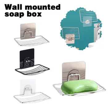 Стенна сапунена кутия Неръждаема стомана Неръждаема стена висяща издънка Сапун гъба за източване Държач за сапун Тава за баня C5A2