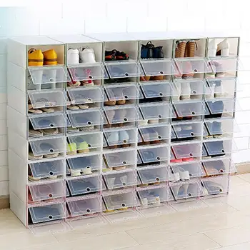 Стифиращи прахоустойчиви чекмеджета за съхранение Plactic обувки кутия прозрачни обувки кутия за съхранение пране чекмедже за съхранение организатор