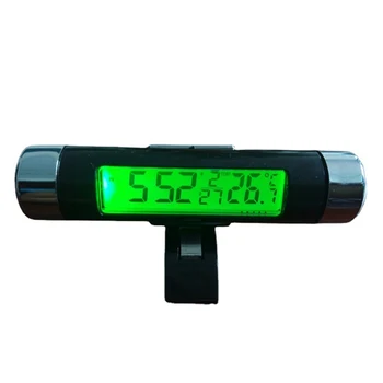 Термометър универсален монтаж кола табло зелен подсветка термометър календар часовник LCD светлина материал часовник