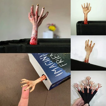 Трилър Devil's Hand Bookmarks, 3D Halloween Zombie Hand Bookmarks, Смола канцеларски подаръци за деца, Horror Bookmark