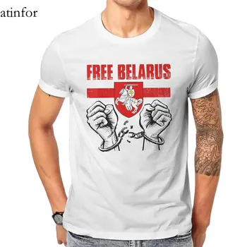Търговия на едро случайни памук S до 6XL мъжки тениски безплатно Беларус Pogonya Беларус Знаме бяло червено печат пънк XXL 12411532