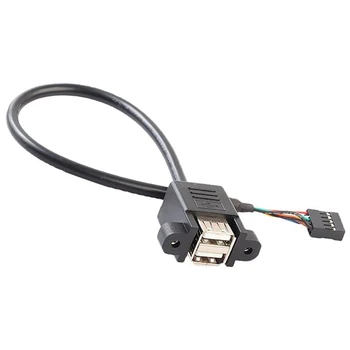 Удължителен кабел Двоен USB 2.0 до 9 пинов конверторен кабел за дънна платка Женско към мъжко въже F To M
