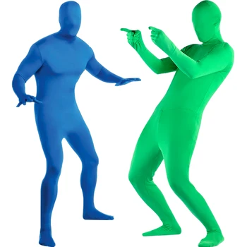 Фотография Фон Зелен екран костюм Cosplay костюм фон Chroma Key Невидим ефект Кожно боди за Tiktok филм