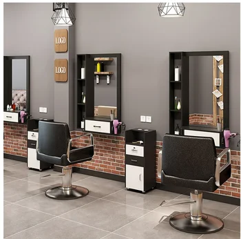 Фризьорски магазин огледало фризьорски салон огледало маса шкаф маса интегрирана стенен монтаж на бръснарница фризьорски