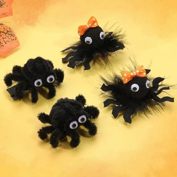 Хелоуин паяци фиба модни животински шапки модерен парти коса шноли плюшени коса обожания за бебе момичета