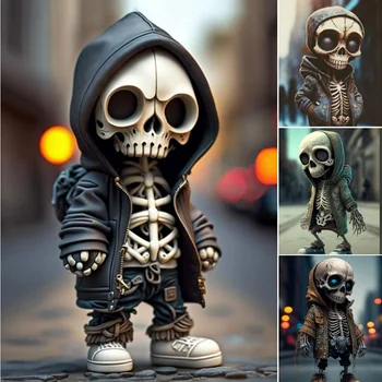 Хелоуин скелет фигурка смола хладен скелет фигури череп ужасни орнаменти кола инструмент панел бюро декоративни черепи