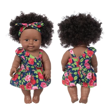 Цвете бебе африкански кукли поп прероден силико bathrobre Vny 30cm роден Poupee Boneca бебе мека играчка момиче Todder