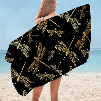 Цветна плажна кърпа Dragonfly Mandala Насекоми Travel Swimming Hotel Кърпа за баня за момичета Жени Възрастни Супер абсорбираща кърпа