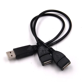 Цена на едро USB 2.0 A 1 мъжки към 2 Двоен USB женски концентратор за данни Захранващ адаптер Y сплитер USB захранващ удължителен кабел за зареждане
