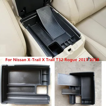 Черна централна конзола многофункционална кутия за съхранение Телефон тава аксесоар комплект за Nissan X-Trail X Trail T32 Rogue 2017 2018