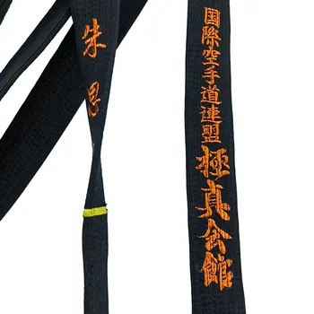 Черни колани Бродерия Международна карате федерация киокушин JKA Shito-Ryu Шотокан широк 5 см ръчно изработен памук