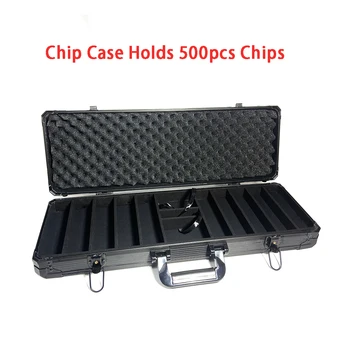 Чип случай побира 500pcs чипове Казино Тексас покер чипове случай преносим монопол чипове кутия за съхранение бинго куфар жетони куфар