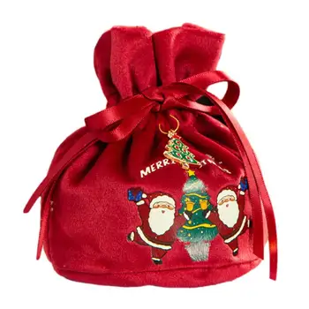 Шнур подаръчни торбички кадифе плат коледни подаръчни торбички Коледа Goody чанта подарък лечение бонбони чанта малки занаятчийски торбичка за Коледа