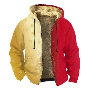 Яке ежедневно висококачествени мъжки палта за зимата с юфка дълги ръкави Коледа печат мъжки яке случайни Abrigos Invierno Hombre