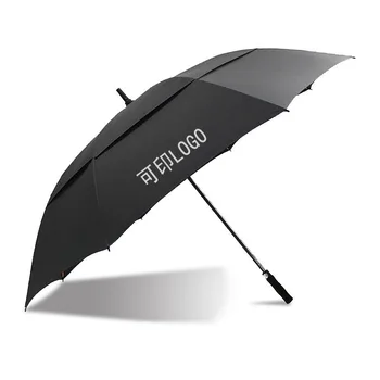автоматична дръжка за огъване права дръжка рекламен чадър висок клас бизнес двуетажен голф чадър по поръчка LOGO