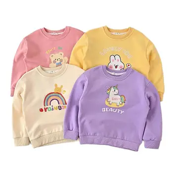 бебе момичета дрехи печат дълъг ръкав тениска за малко дете момиче сладък пуловер случайни деца деца върховете пуловер 1-7 години