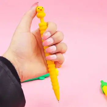детска градина писалка 2бр Творчески сладък морков царевица кактус мек силикон жив механичен молив 0,5 мм активност молив плодове писалка