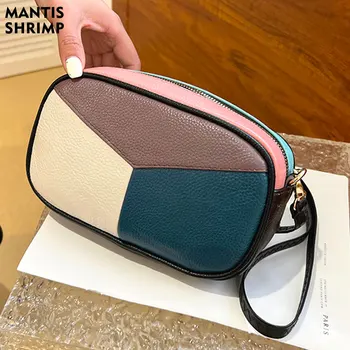 естествена кожа дамска чанта случаен цвят рамо чанта дизайнер нова мода пратеник чанта дами мобилни рамо crossbody чанта
