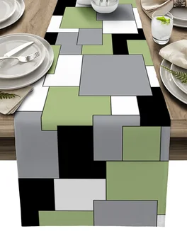 зелен черен сив снаждане цветни блокове таблица бегач декорация начало декор вечеря маса декорация маса декор