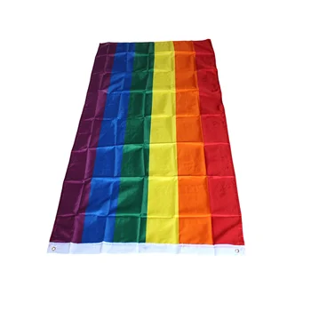 полиестер дъга флаг голям ЛГБТ гордост флаг открит банер парти доставки висящи флаг банер гордост мир знамена (60 * 90 см)