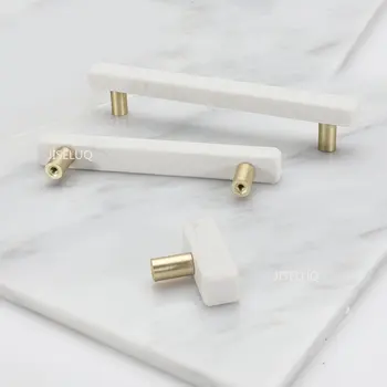 скандинавски стил бял шкаф гардероб баня каменни дръжки мебели дърпа нов модерен минималистичен шкаф чекмедже мраморна дръжка