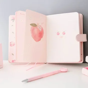 сладък A5 праскова розов сладък дневник тетрадка дневник плановик училищни пособия корейски канцеларски материали магнитна катарама ръка книга момичета подарък