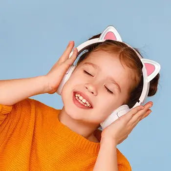 сладък розов слушалки аксесоари котка ухо подходящ за слушалки игри слушалки прикачване стерео слушалки декорация