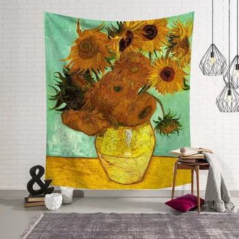 слънчогледово масло живопис гоблен стена висящи декор флорални цвете стена одеяло спалня естетическо изкуство гоблен за хол