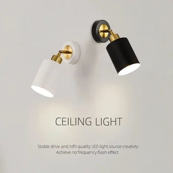  спалня освен стенна светлина 350 ° въртяща се регулируема ъгълна вътрешна LED лампа за стена осветително тяло алуминиев прожектор AC90-220V