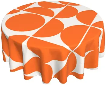 средата на века модерен геометричен оранжев арт печат покривка кръгла покривка за маса покривка за кухня трапезария вътрешен двор празник пикник